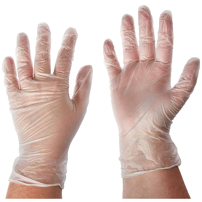 100PCS Box Pack Powder Free Transparent Clear Color 9&quot; Disposable Exam PVC Vinyl Gloves